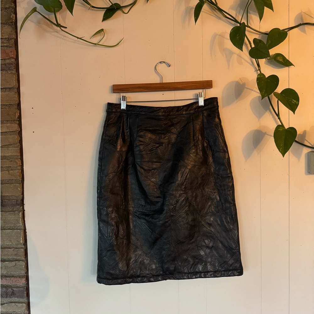 Leather Patchwork Skirt - image 1